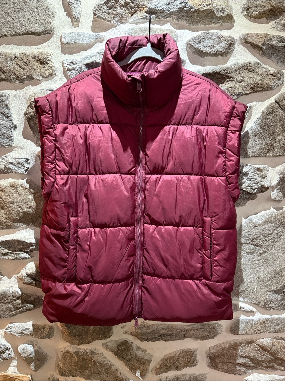 FP Movement by Free People in a bubble puffer Vest in Burgundy